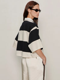 Sanctuary - Embellished Polo Tee in Collagen/Black Stripe