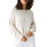 Sanctuary - Coastal Cable Crewneck Sweater in Chalk