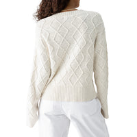 Sanctuary - Coastal Cable Crewneck Sweater in Chalk