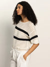 Sanctuary - Openwork Tee in Black Chalk Stripe