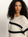 Sanctuary - Openwork Tee in Black Chalk Stripe