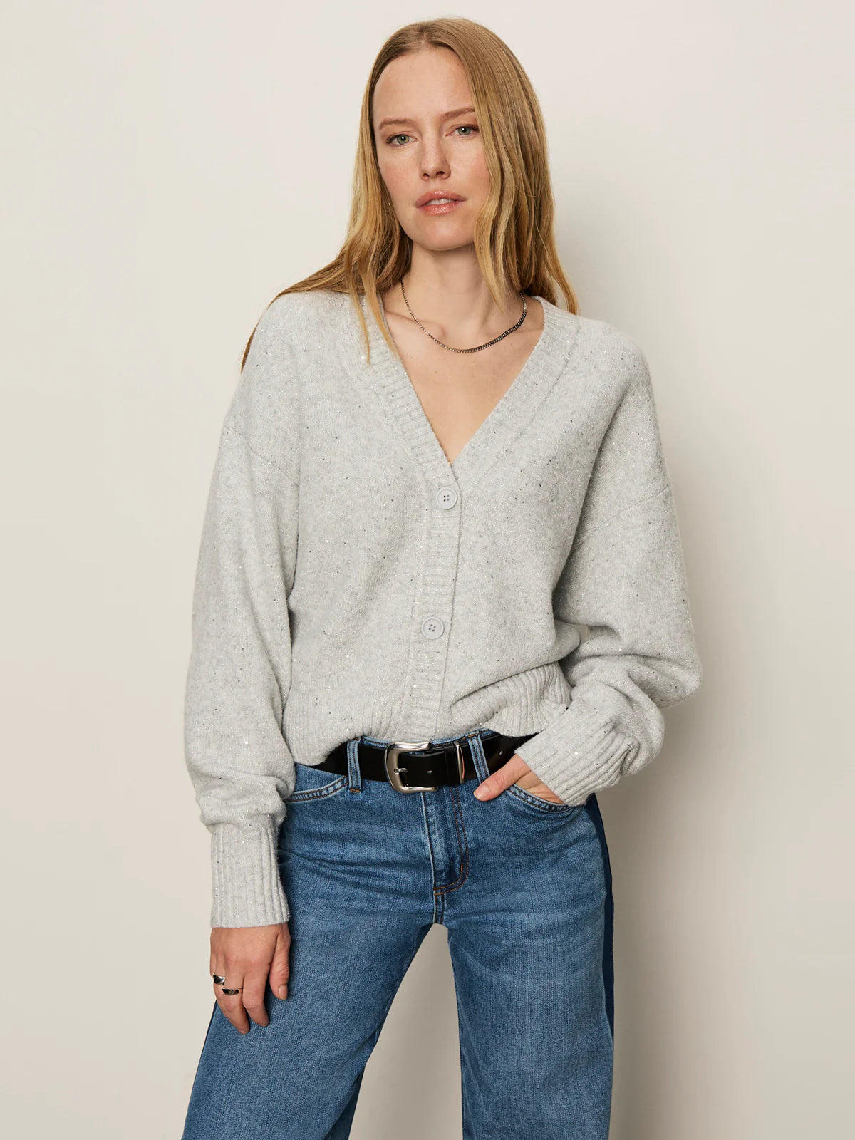 Sanctuary - Shimmer Cardi in Heather Grey Sparkle
