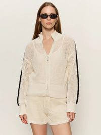 Sanctuary - Open Stitch Track Jacket in Collagen/Black