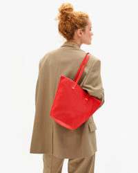 Clare V. - Choupette Bucket Bag in Bright Poppy Diamond Perf