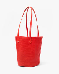 Clare V. - Choupette Bucket Bag in Bright Poppy Diamond Perf
