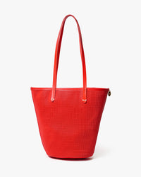 Clare V. - Choupette Bucket Bag in Bright Poppy Diamond Perf