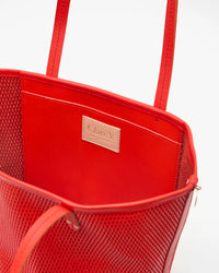 Clare V. - Choupette Bucket Bag in Bright Poppy Diamond Perf