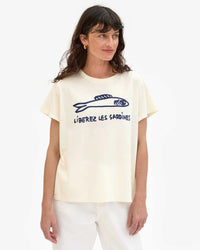 Clare V - Classic Tee - Liberez Les Sardines - Cream