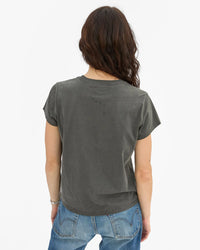Clare V. - Classic Tee - Flocked Block Ciao in Faded Black