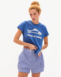 Clare V. - Classic Tee in French Blue Liberez les Sardines