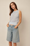 Line Knitwear - Daisy - Striped Knit Top in Marina