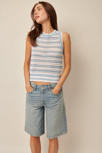 Line Knitwear - Daisy - Striped Knit Top in Marina