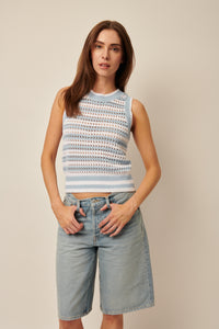 Line Knitwear - Daisy - Striped Knit Top in Marina