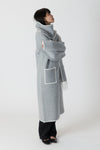 Lyla & Luxe - Delaney - Long Coat w/ Scarf Whip Stitch in Medium Grey