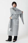 Lyla & Luxe - Delaney - Long Coat w/ Scarf Whip Stitch in Medium Grey