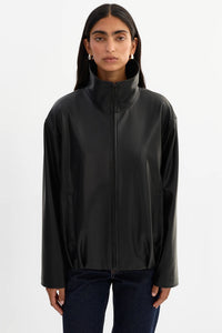 LAMARQUE - Denita Faux Leather Oversized Bomber Jacket in Black
