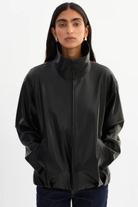 LAMARQUE - Denita Faux Leather Oversized Bomber Jacket in Black