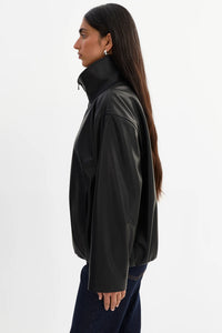 LAMARQUE - Denita Faux Leather Oversized Bomber Jacket in Black