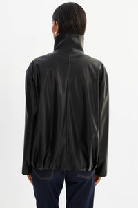 LAMARQUE - Denita Faux Leather Oversized Bomber Jacket in Black
