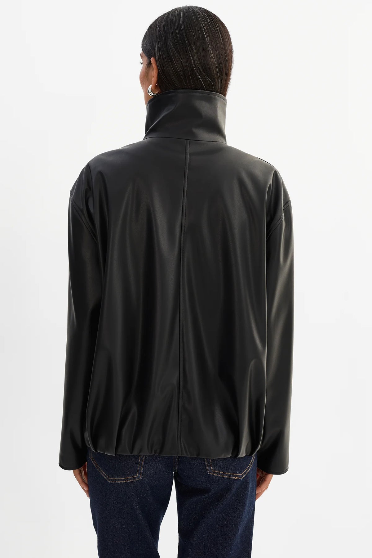 LAMARQUE - Denita Faux Leather Oversized Bomber Jacket in Black