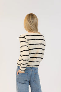 Lyla & Luxe - Diana Eco Cardigan in Beige/Black Stripe