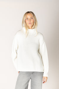 Lyla & Luxe - Dolly - Cotton Chunky Mock Sweater in Soft White
