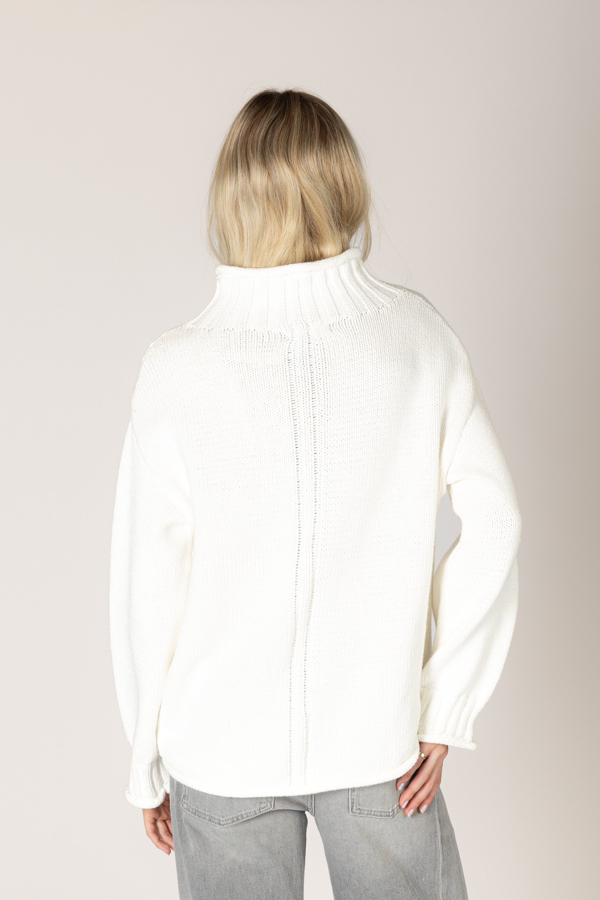Lyla & Luxe - Dolly - Cotton Chunky Mock Sweater in Soft White