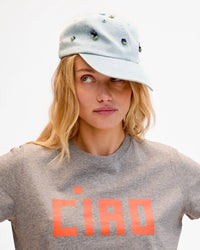 Clare V. - Denim Baseball Hat with Florals