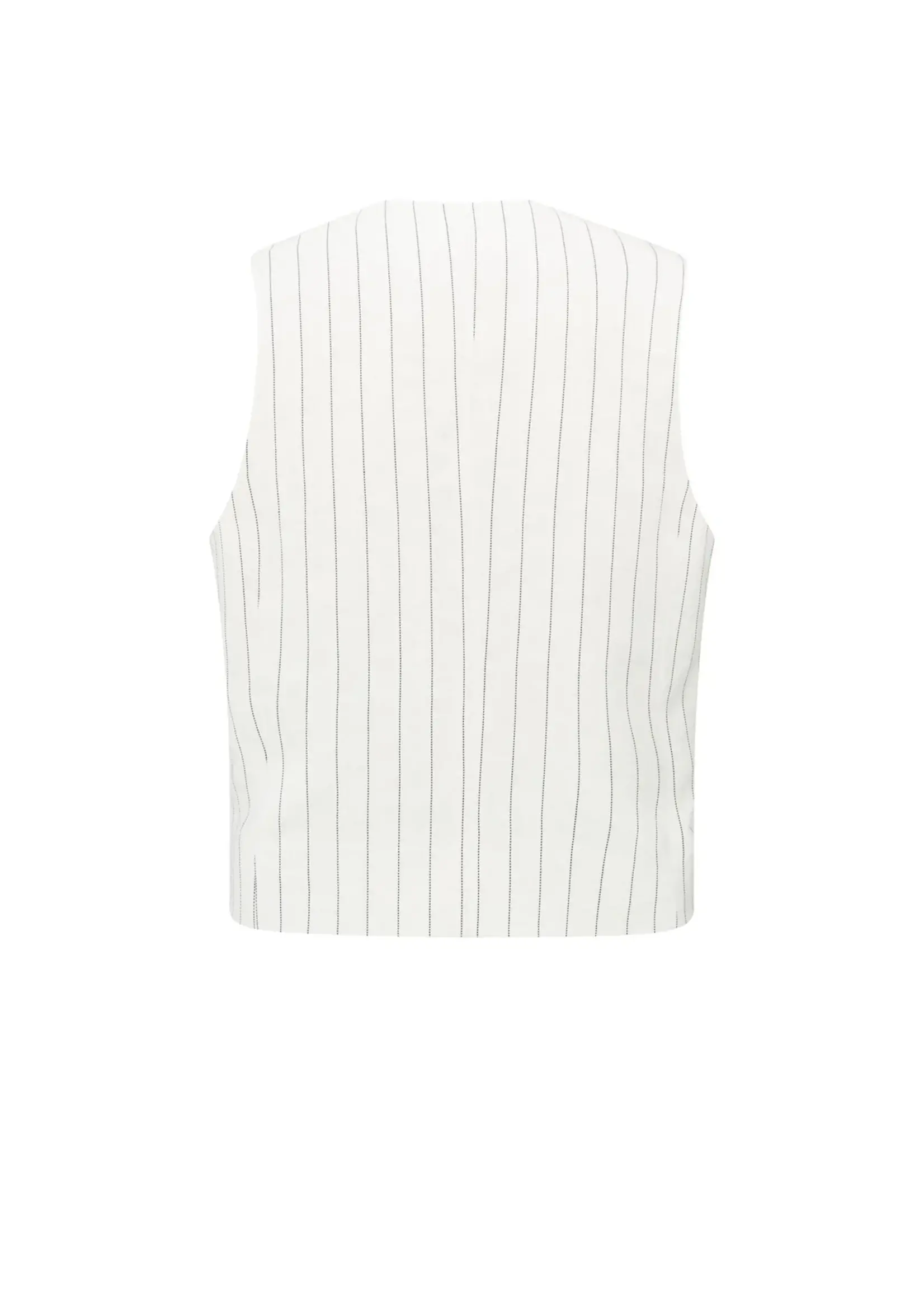 YAYA - Woven Linen Mix Pinstripe Gilet in Sand Linen Beige