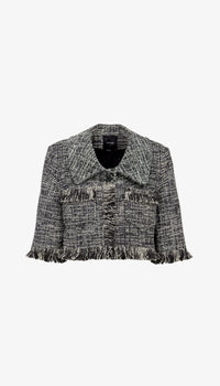 Smythe - Cropped Sleeve Mini Jacket in Pepper Tweed