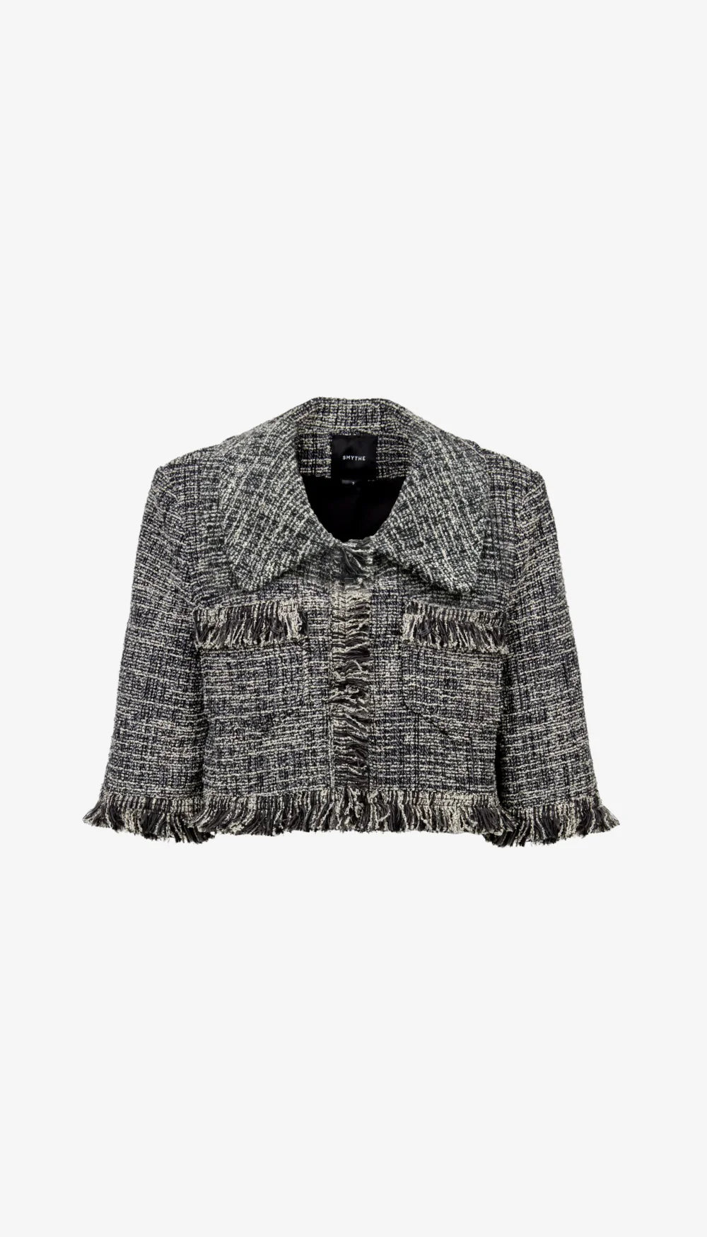 Smythe - Cropped Sleeve Mini Jacket in Pepper Tweed