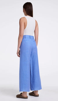 Smythe - Linen Cropped Pleated Trouser in Periwinkle Linen