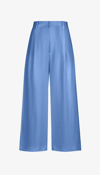 Smythe - Linen Cropped Pleated Trouser in Periwinkle Linen