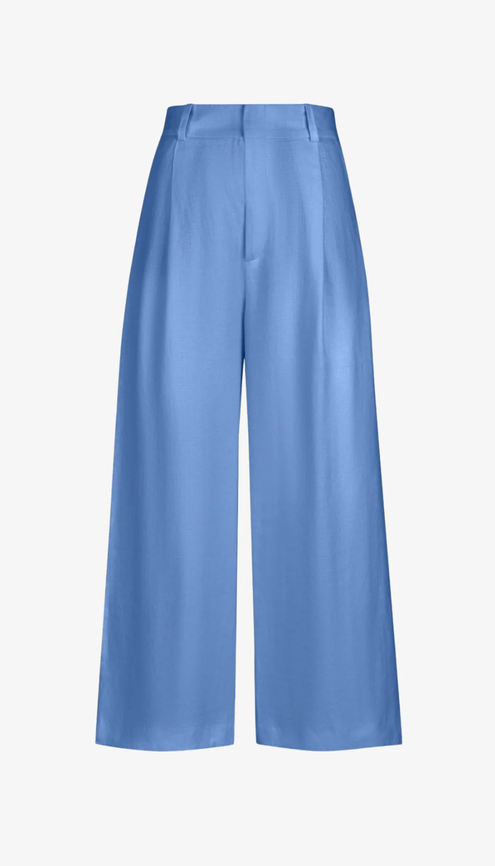 Smythe - Linen Cropped Pleated Trouser in Periwinkle Linen
