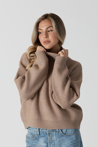 Lyla & Luxe - Evolet - Ribbed Mockneck Sweater in Caramel