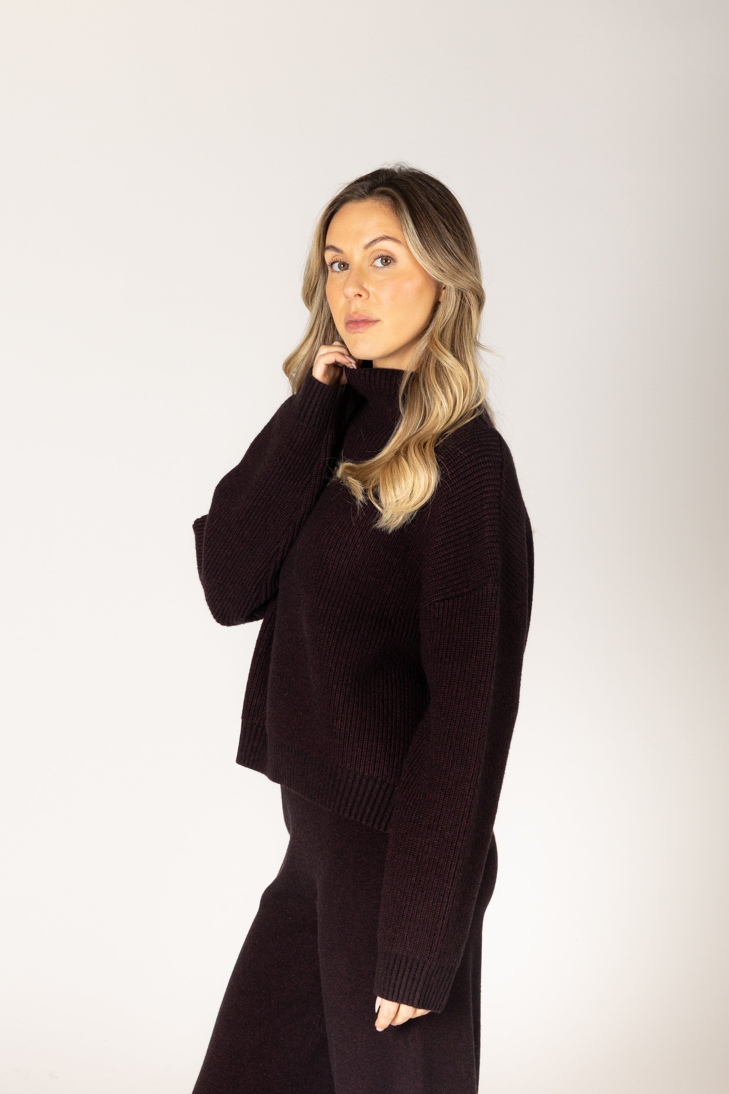 Lyla & Luxe - Evolet - Essentials Mock Pullover in Acai