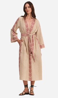 Velvet - Eldora - Gaia Jacquard Dress in Chai