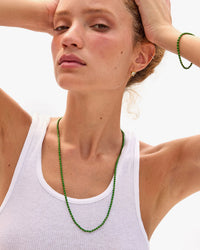Clare V. - Enamel Barrel Chain Necklace in Emerald
