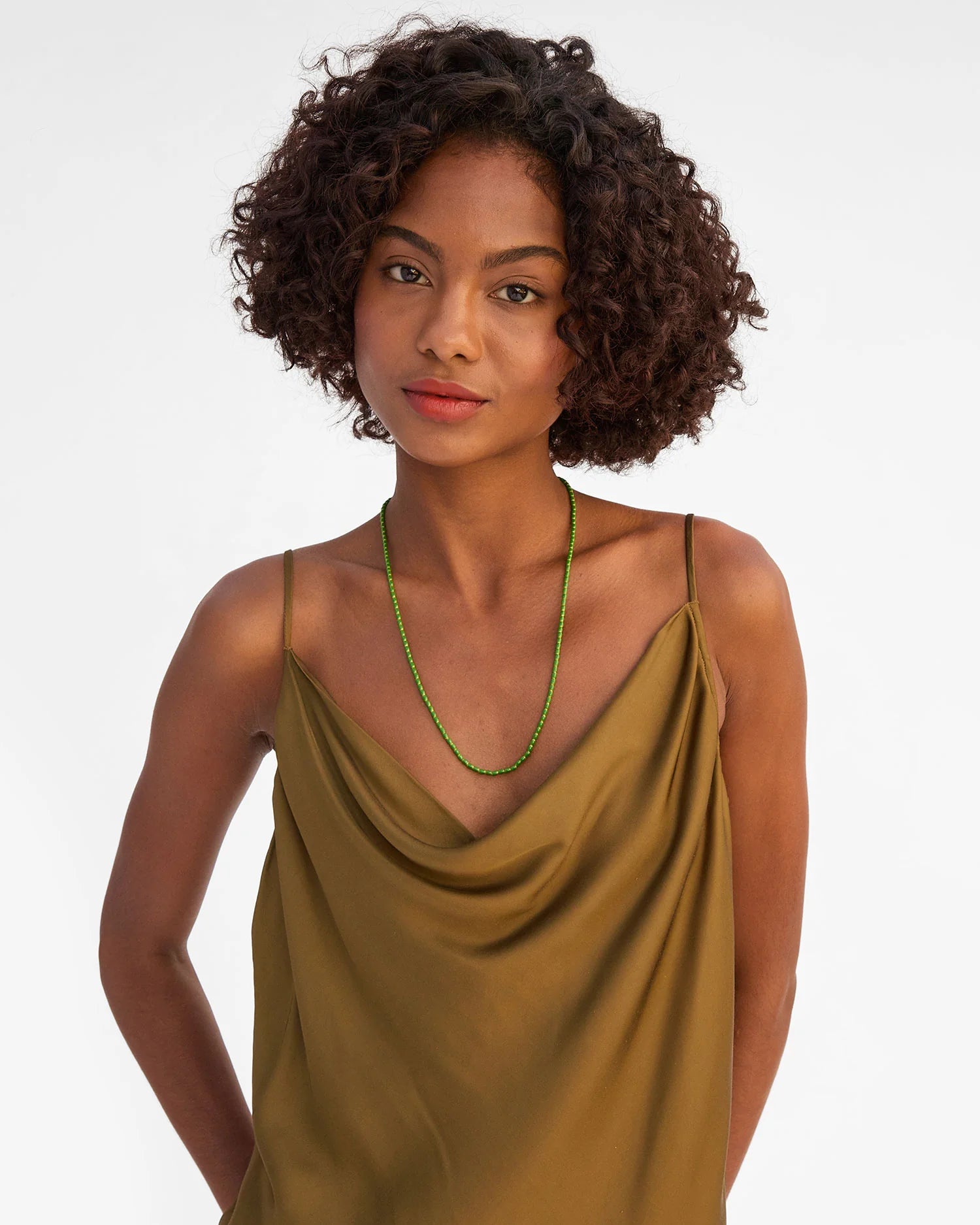 Clare V. - Enamel Barrel Chain Necklace in Emerald
