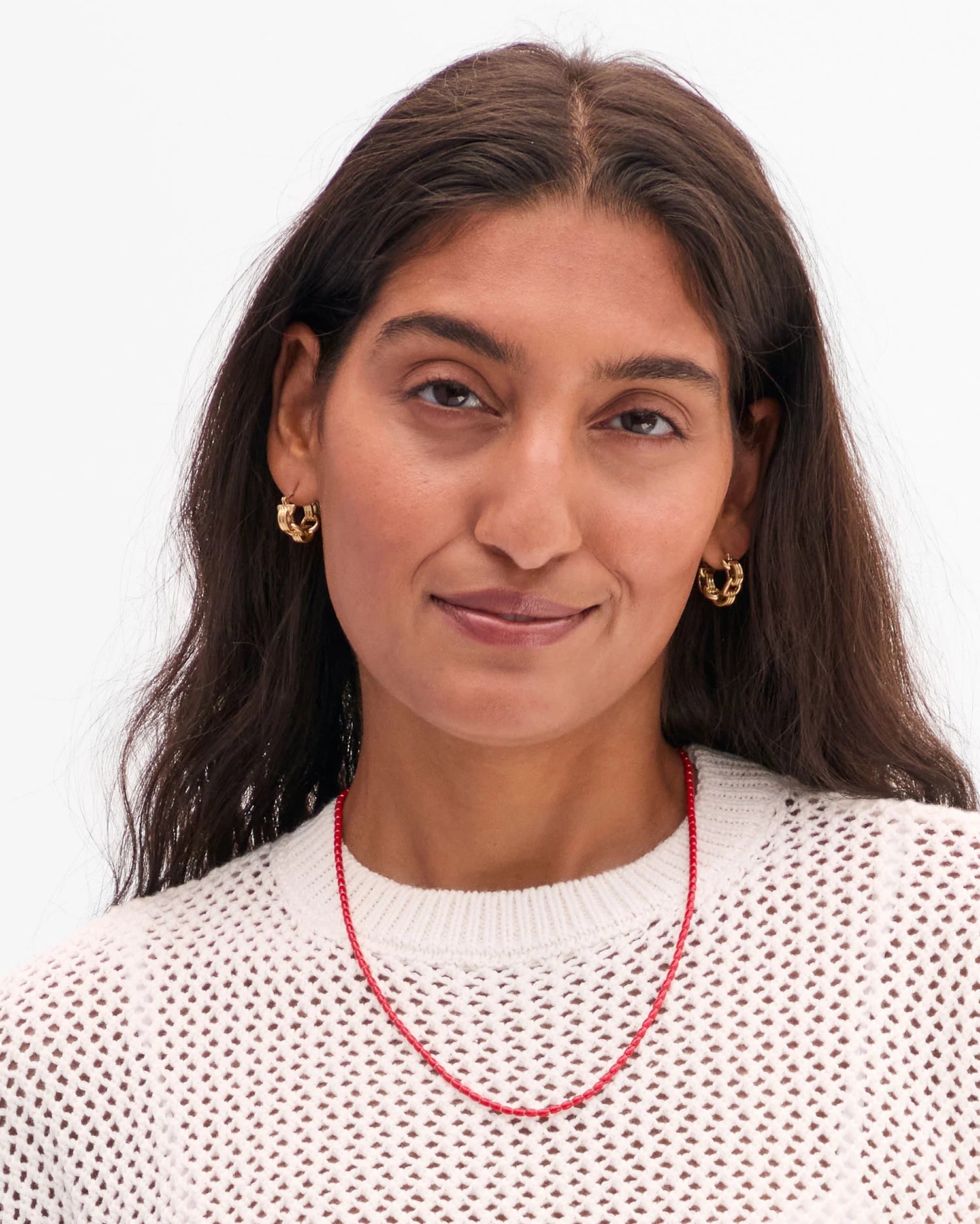 Clare V. - Enamel Barrel Chain Necklace in Poppy