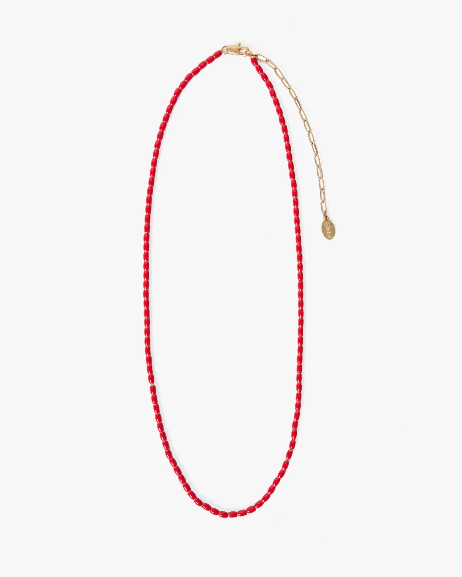 Clare V. - Enamel Barrel Chain Necklace in Poppy