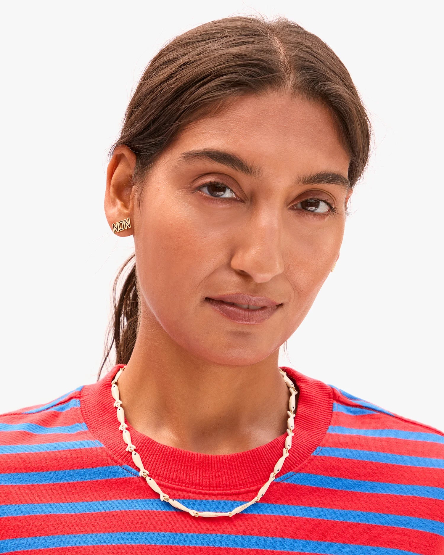 Clare V. - Enamel Sardine Necklace in Cream
