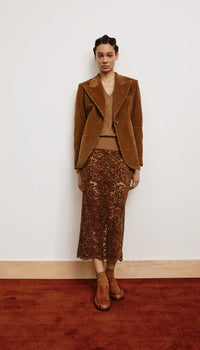 Smythe - Boyfriend V-Neck Sweater in Camel