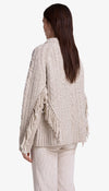 Smythe - Crewneck Fringe Sweater in Oyster
