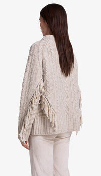 Smythe - Crewneck Fringe Sweater in Oyster
