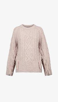 Smythe - Crewneck Fringe Sweater in Oyster