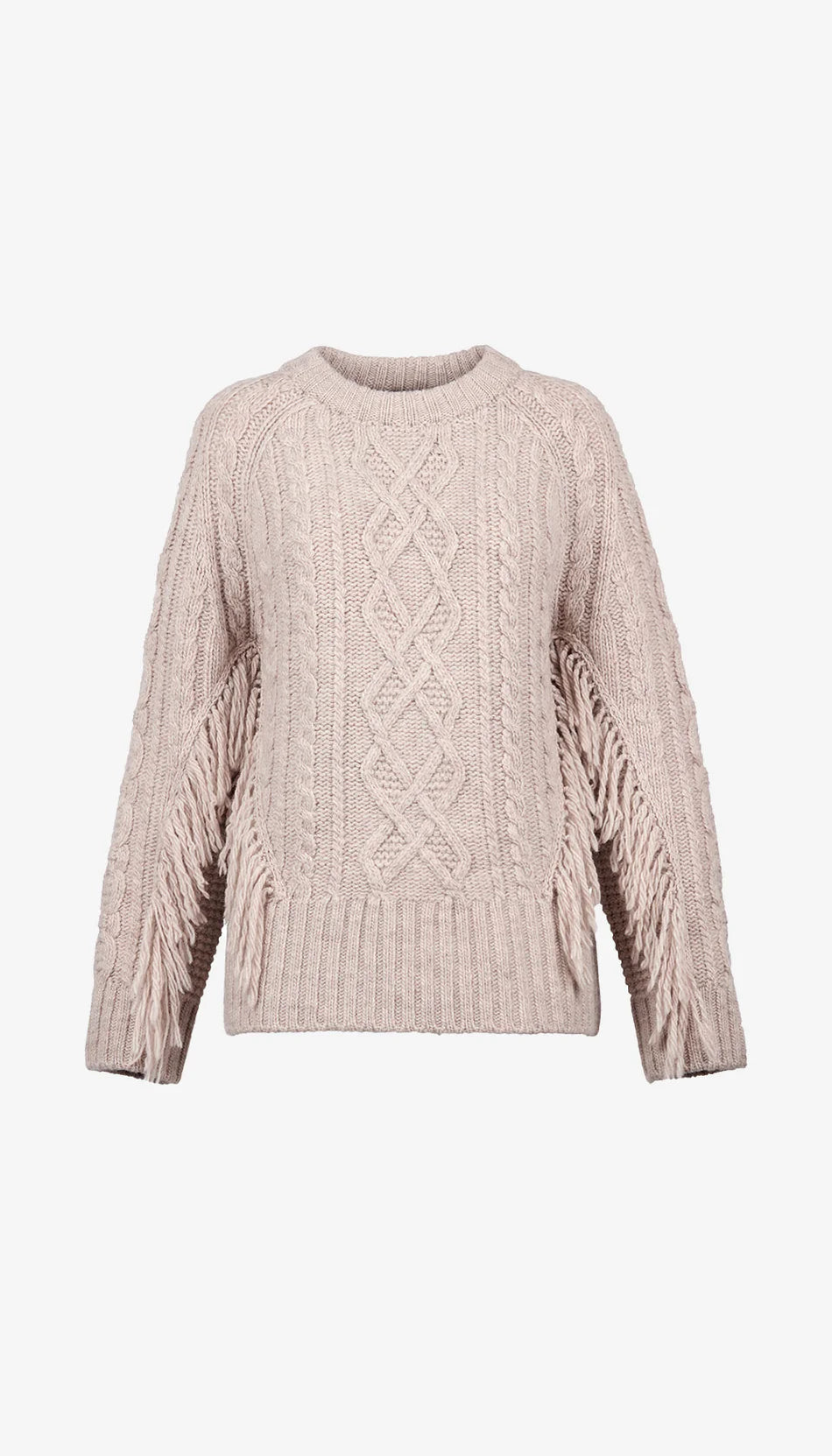Smythe - Crewneck Fringe Sweater in Oyster