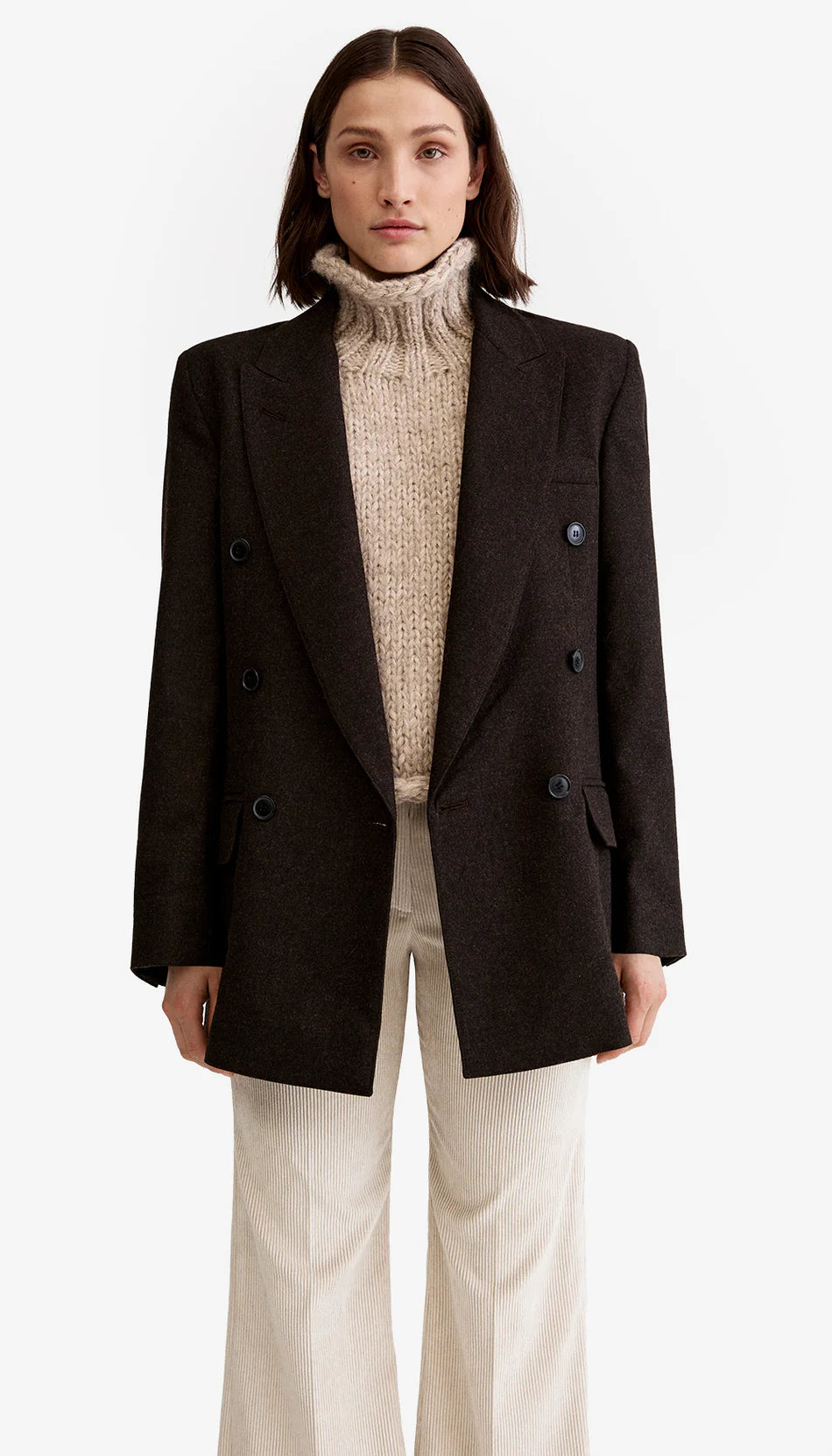 Smythe - DB Peaked Lapel Blazer in Tobacco