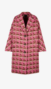 Smythe - Oversized Swing Coat in Pink Houndstooth