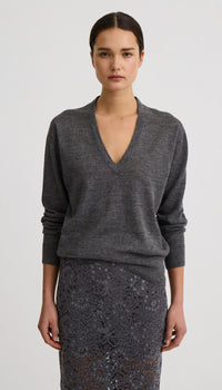 Smythe - Boyfriend V-Neck Sweater in Grey
